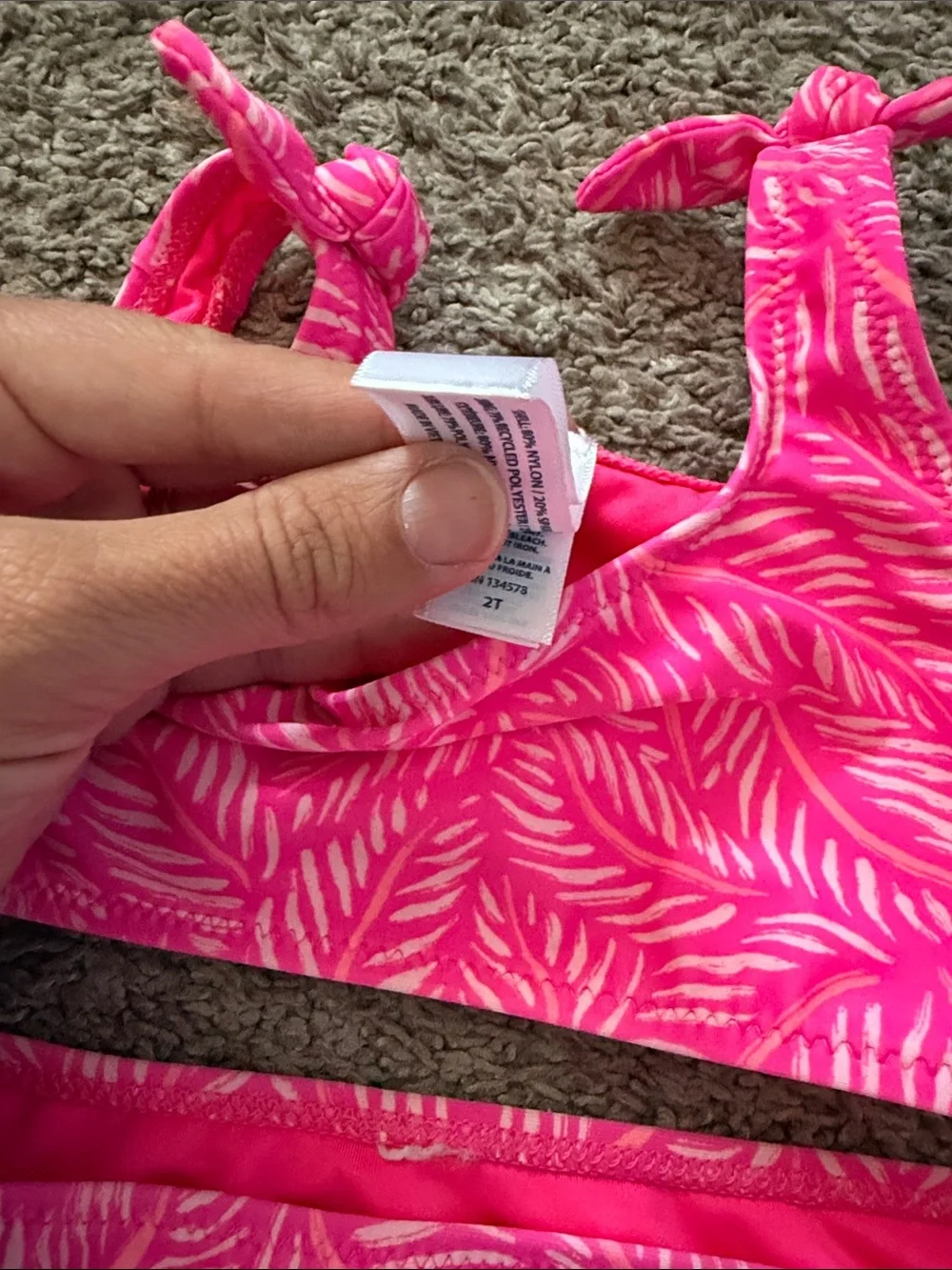 Vineyard Vines Hot Pink Leaf-Print Two-Piece Girls' Bikini